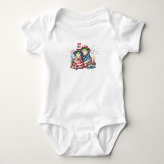 "Hoppy" 4th of July Independence Day Frogs Design Baby Bodysuit