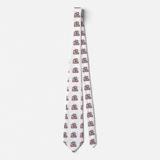 "Hoppy" 4th of July Independence Day Frogs Design Tie (Front)