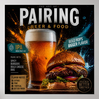 Hoppy Beer and Burger Pairing Art Poster