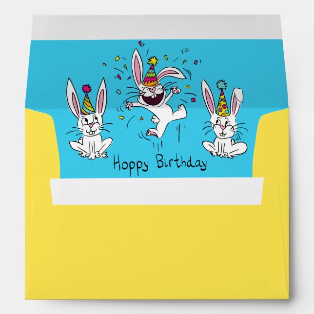 Hoppy Birthday Bunny Rabbit Kids Envelope (Back (Bottom))