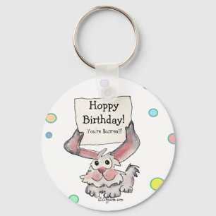 Hoppy Birthday Bunreal Cute Personalised Keychains