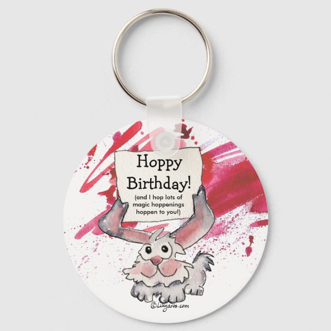 Hoppy Birthday Cute Personalised Keychains (Front)