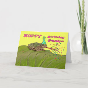 Hoppy Birthday for Grandpa Party Frog with Hat Card