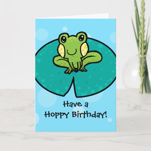 Hoppy Birthday frog birthday card (Front)