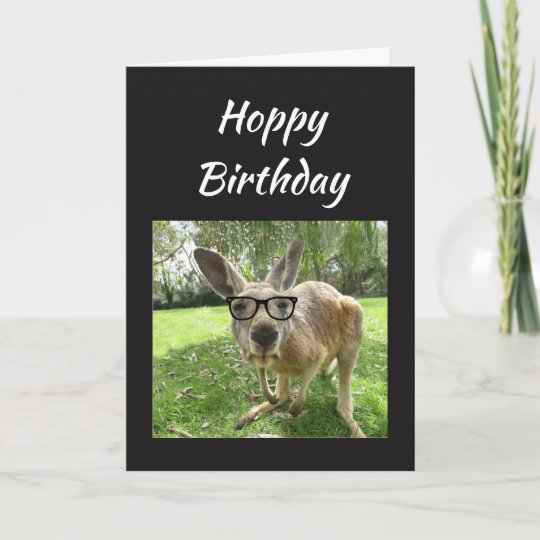 Hoppy Birthday Fun Kangaroo Australia Animal art Card