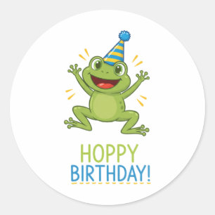 Hoppy Birthday Funny Frog Kids Classic Round Sticker