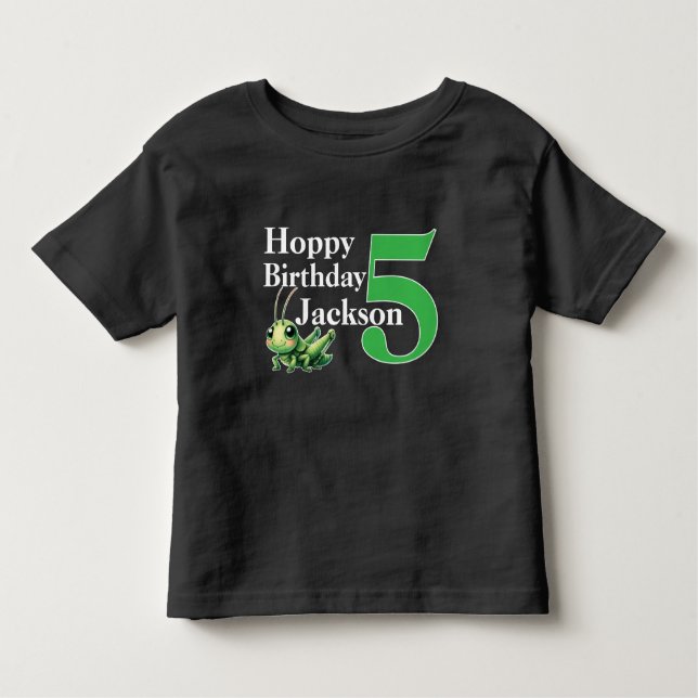 Hoppy Birthday Grasshopper 5th Birthday Toddler T-Shirt (Front)