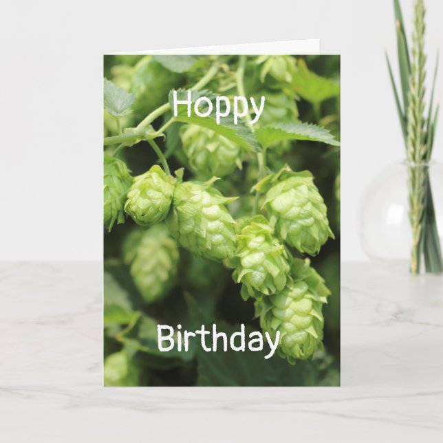 Hoppy Birthday greeting: wild hops Card (Front)