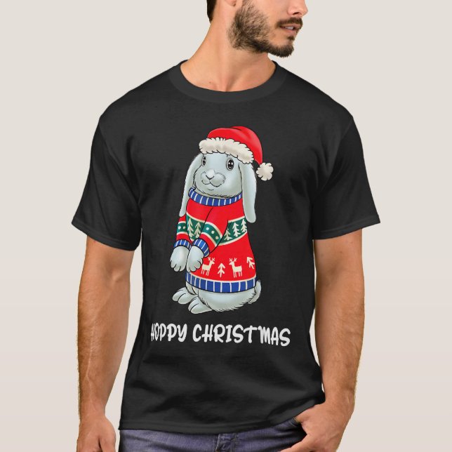 Hoppy Christmas Bunny Christmas Sweater Rabbit  (Front)