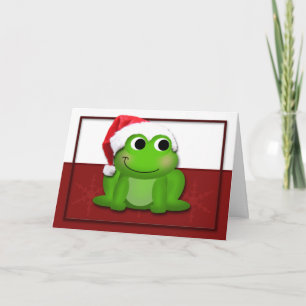Hoppy Christmas Santa Hat Froggy Card