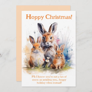 Hoppy Christmas Wishes with Bunny Cheer Holiday Card