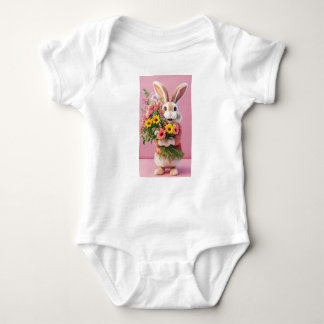 "Hoppy Days Ahead: Floral Bunny Bodysuit" Baby Bodysuit