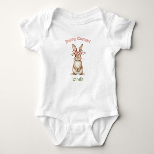 Hoppy Easter Baby Personalised  Bodysuit (Front)