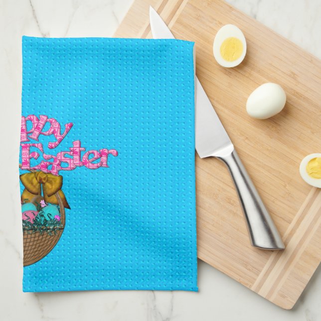 Hoppy Easter Basket Tea Towel (Quarter Fold)