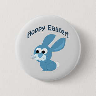 Hoppy Easter! Blue Rabbit 6 Cm Round Badge