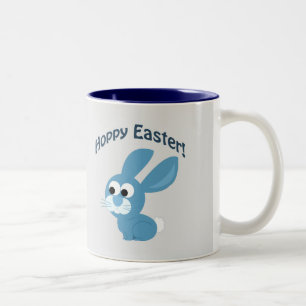 Hoppy Easter! Blue Rabbit Two-Tone Coffee Mug
