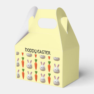 Hoppy easter bunnies and carrots yellow favour box