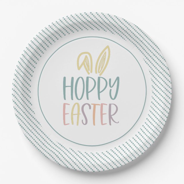 Hoppy Easter Bunny Ears Paper Plate (Front)