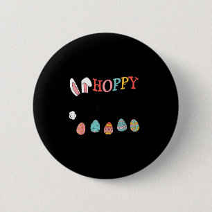 Hoppy easter bunny eggs funny 6 cm round badge