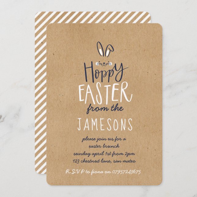 HOPPY EASTER BUNNY INVITATION (Front/Back)