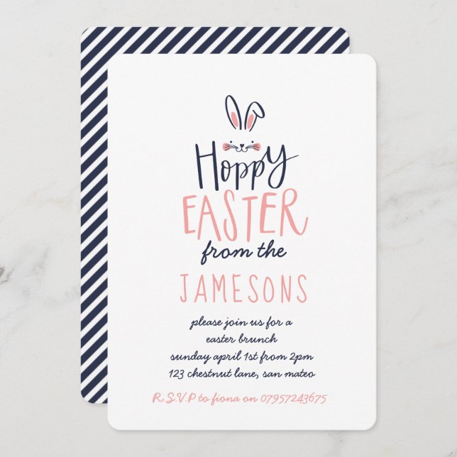 HOPPY EASTER BUNNY INVITATION (Front/Back)