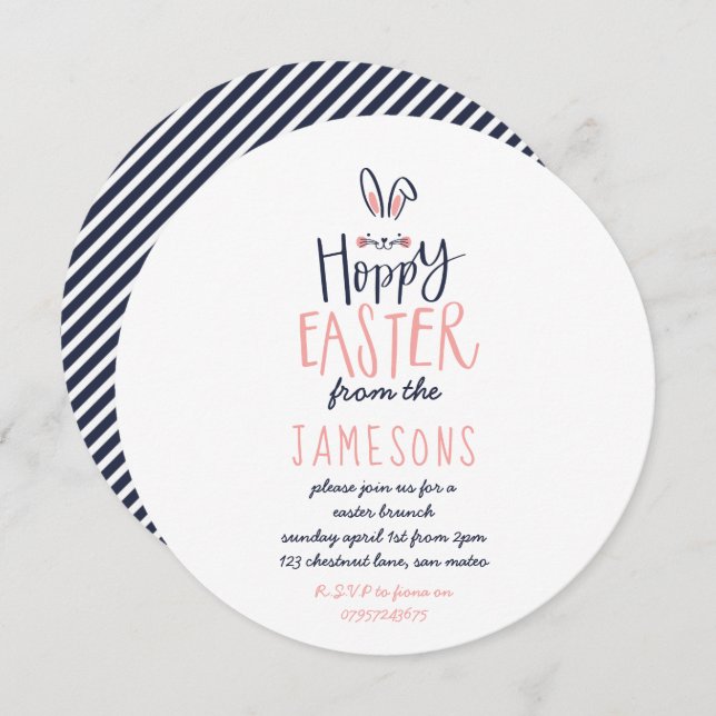 HOPPY EASTER BUNNY INVITATION (Front/Back)