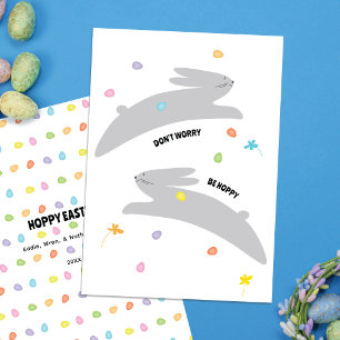 Hoppy Easter Bunny Modern Minimal Easter Holiday Card