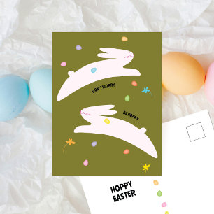 Hoppy Easter Bunny Modern Minimal Easter Holiday Postcard