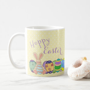 Hoppy Easter - Bunny Rabbit And Coloured Eggs  Coffee Mug