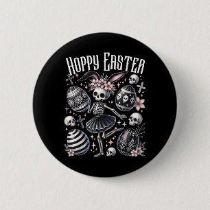 Hoppy Easter Bunny Skeleton Dancing Spooky Easter 6 Cm Round Badge