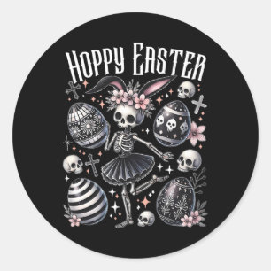 Hoppy Easter Bunny Skeleton Dancing Spooky Easter  Classic Round Sticker