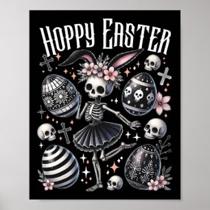 Hoppy Easter Bunny Skeleton Dancing Spooky Easter  Poster