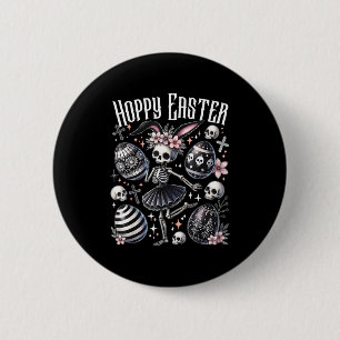 Hoppy easter bunny skeleton dancing spooky easterH 6 Cm Round Badge