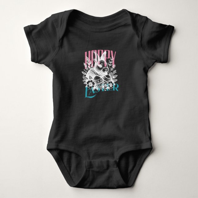 Hoppy Easter Bunny Stamp Baby Bodysuit (Front)