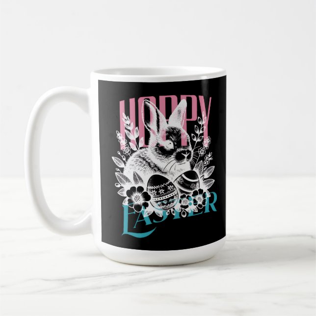 Hoppy Easter Bunny Stamp Pink Coffee Mug (Left)