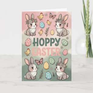 Hoppy Easter Card - Cute Bunny Watercolor