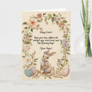 Hoppy Easter Card - Floral Bunny Watercolor