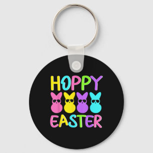 Hoppy Easter Cute Colourful Bunny Wearing Sungles Key Ring