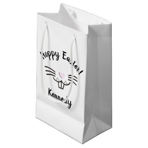Hoppy Easter cute funny bunny face custom name Small Gift Bag