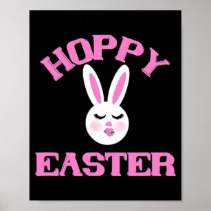 Hoppy Easter Cute Girl Rabbit With Eyelashes Poster