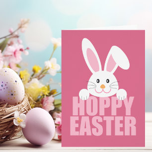 Hoppy Easter Cute Happy Easter Bunny Pun Card