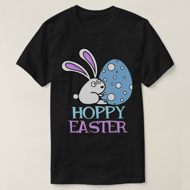 Hoppy Easter Day Bunny And Easter Egg  T-Shirt (Design Front)