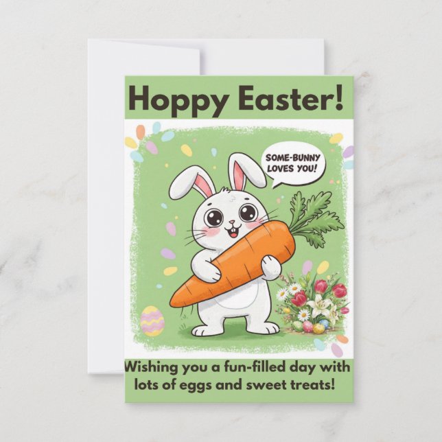 Hoppy Easter Delight Flat Greeting Card (Front)