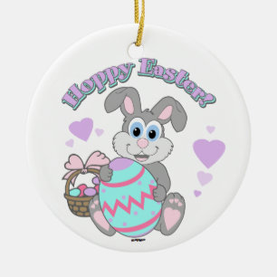 Hoppy Easter! Easter Bunny Ceramic Ornament