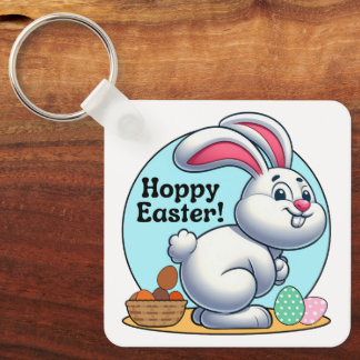 Hoppy Easter! Easter Bunny Pooping Chocolate Eggs Key Ring