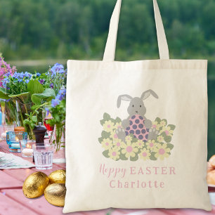 Hoppy Easter Egg Hunt Bunny Floral Tote Bag