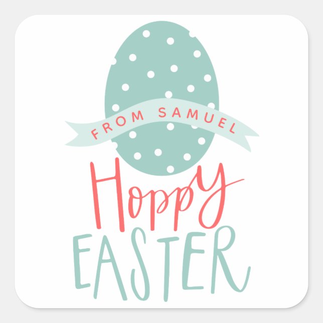 HOPPY EASTER EGG SQUARE STICKER (Front)