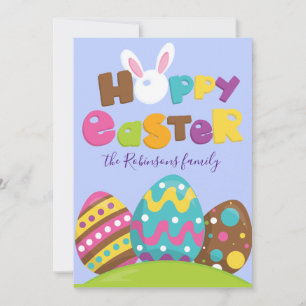 Hoppy Easter Eggs Rabbit Funny Custom Name Text Ho Holiday Card