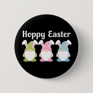 Hoppy Easter Funny Bunny Ears Gnome 6 Cm Round Badge