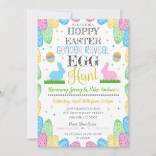 Hoppy Easter Gender Reveal Party Invitation